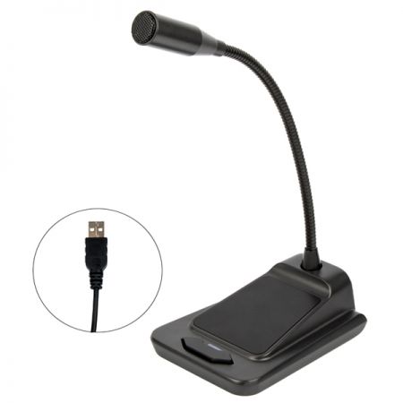 ميكروفون مكتبي مع ذراع مرن واتصال USB.